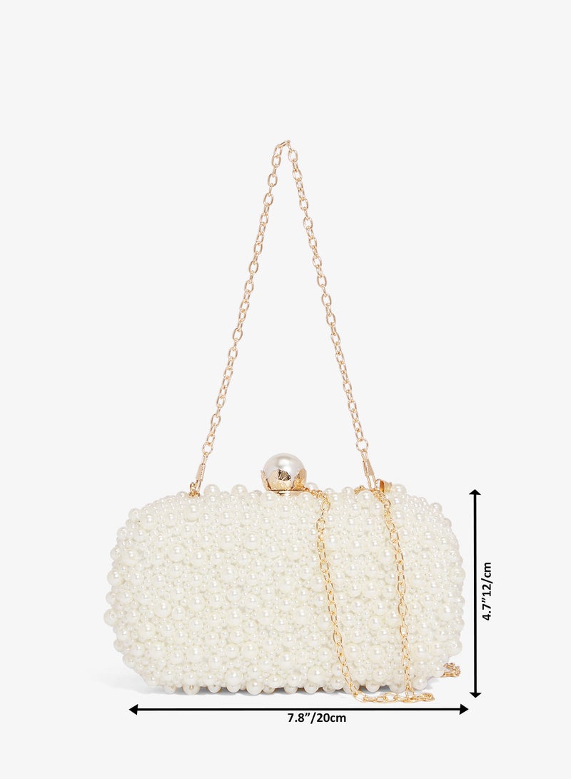 خزانة حقيبة يد مزينة باللؤلؤ بلمسة ذهبية - Image 5